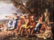 Nicolas Poussin Bacchanal before a Statue of Pan oil painting artist